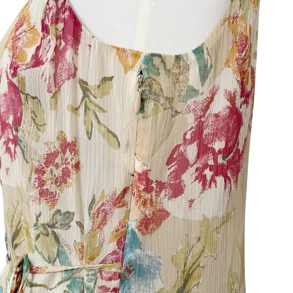 Nine West Floral‎ Sleeveless 100% Silk Tiared Dress Size 10P Dainty - Picture 7 of 12